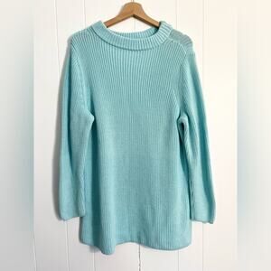 Talbots blue knit sweater 100% cotton all season mature
